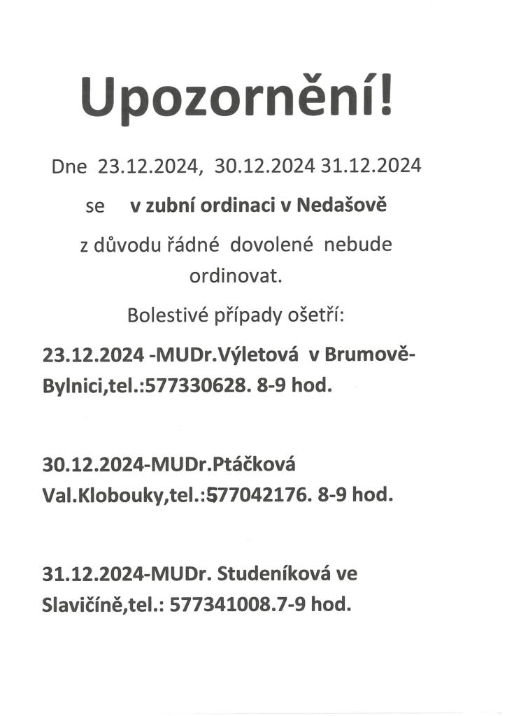 UPOZORNĚNÍ