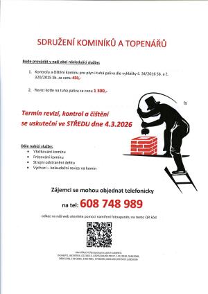 Termín revizí, kontrol a čištění komínů