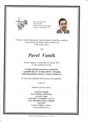 Pavel Vaněk, rodák z Nedašova čp. 284