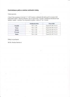 Změna ordinační doby